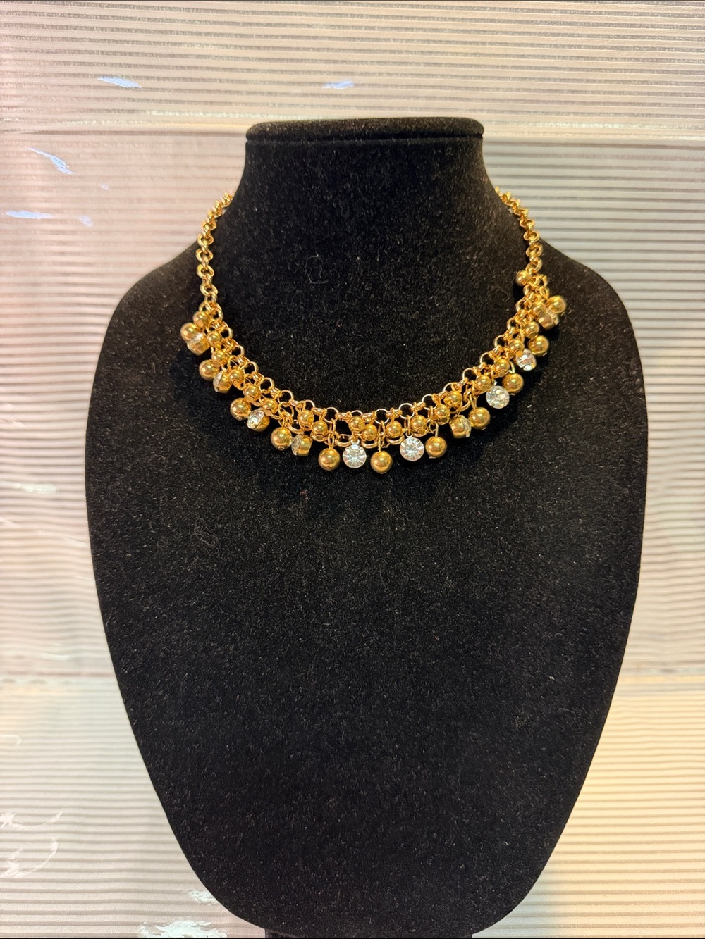 Source Unknown Gold Beaded Fringe Necklace